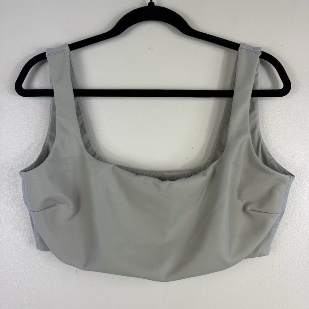 Skims Women's Size‎ 2X Gray Faux Leather Scoop Neck Bralette Bra Kim K